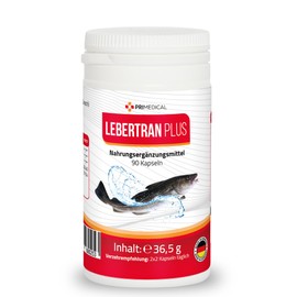 Cod Liver Oil Capsules Plus with Omega 3 Fatty Acids DHA and EPA and Vitamins A and D3 primedical 1 x 90 Capsules