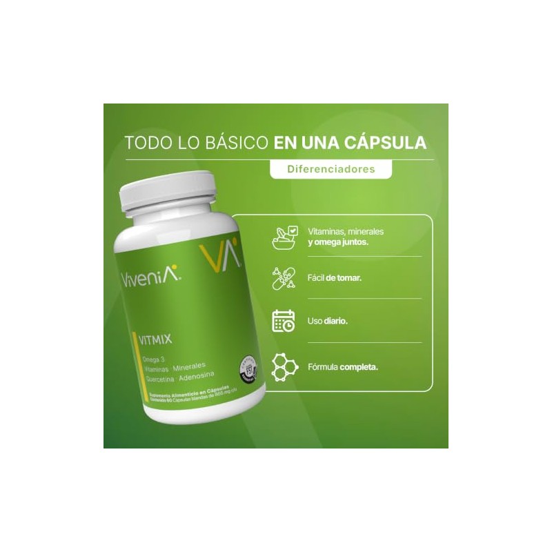 Multivitamínico con Omega 3, Quercetina y Adenosina | Vitaminas A,