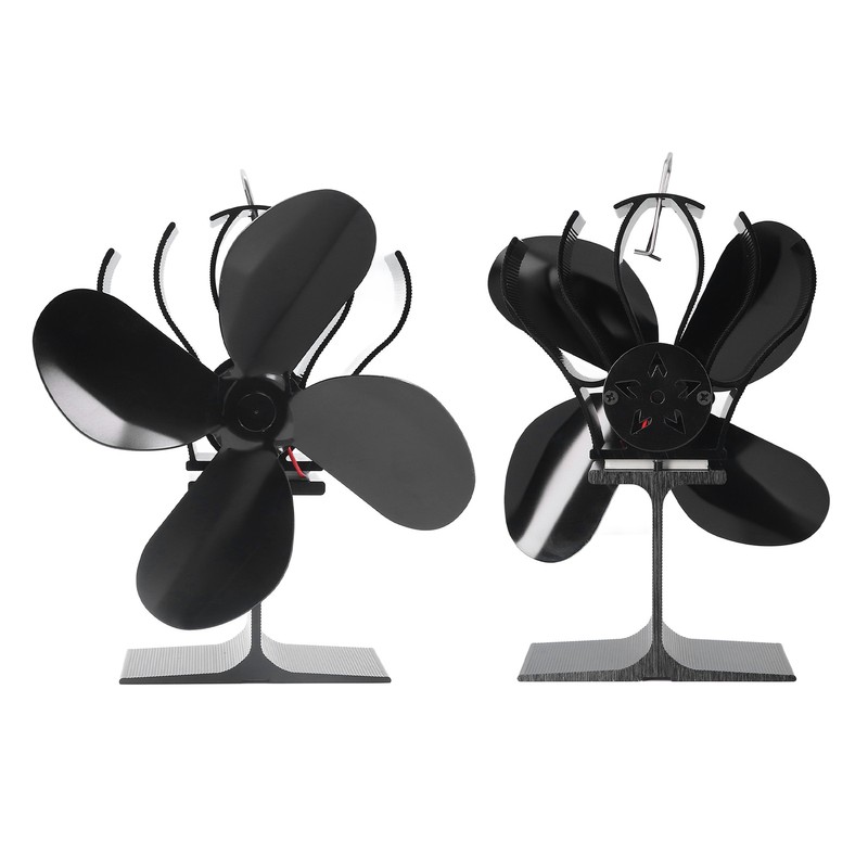 4 Blade Fireplace Fan Aluminium Alloy Heat Powered High Temperature