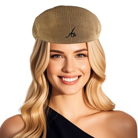 Coolmesh Khaki Newsboy Cap for Men Women Reversible Bucket Hat, Brathable Sun Hat with Adjustable Strap, Trendy Streetwear Hip Hop Caps for Outdoor Fashion. (Khaki), Khaki, 7 1/8-7 1/4