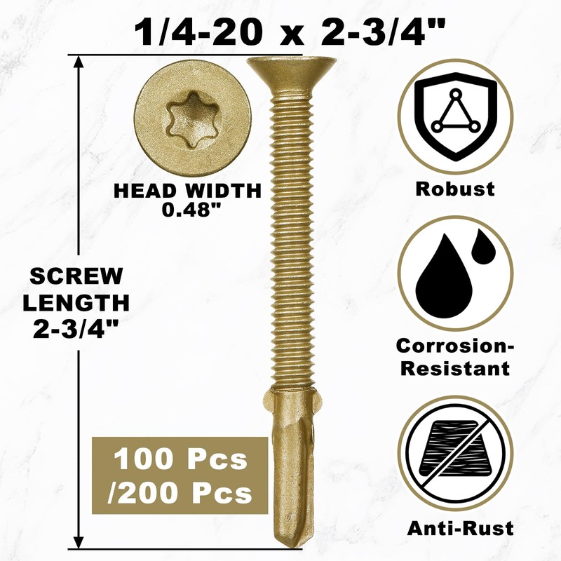 Yaocom 100 Pcs #1/4-20 x 2-3/4" Trailer Deck Screws Bulk