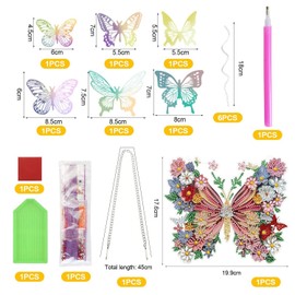 HDGSAFD 1 Piece Butterfly Three-Dimensional Hanging Board and 12 Pieces Plastic Butterfly Decoration, DIY Rhinestone Butterfly Jewellery, Elee Decoration, Home Decoration