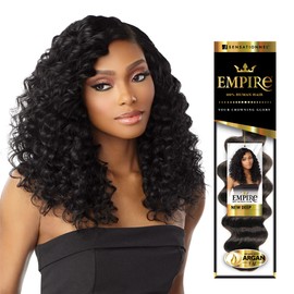 Sensationnel Empire Curly human hair - newdeep tangle free weaving for quick weave and sew in styles for faux highlights - 1 pack (14 inch, 2 DARKBROWN)