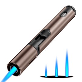 Encendedor de Butano Encendedores Recargables de Butano de Llama Ajustable para Encender la Barbacoa, la Parrilla, la Vela y el Camping de 6 pulgadas (Gas no incluido) (Marrón)