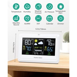 ORIA Wireless Weather Station with Outdoor Sensor, Thermometer Hygrometer Indoor Outdoor with Colour Display, Max/Min Datasets, Time/Alarm, Temperature Alert, Weather Forecast, Air Pressure Display