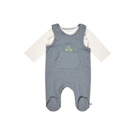 Sterntaler Rexi Romper Set - Baby Romper with Dino Rexi Appliqué - Long Sleeve Jersey Bodysuit - Skin-friendly Boys Two Piece with Press Studs, Baby Clothing from Birth, grey, 50
