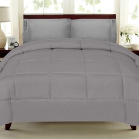 Sweet Home Collection White Goose Down Alternative Comforter, Full, Gray