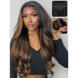 UNICE Pre Everything 13X4 Pre Cut Lace Front Glueless Wig Brown Blonde Highlight Body Wave Wig Pre Bleached Invisible Bye Bye Knots Wig Human Hair Pre Plucked 150% Density 20 Inch