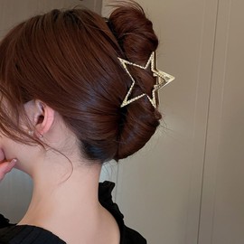 Wiwpar Gold Metal Star Hair Claw Clip Star-Shaped Hair Clamps Star Hair Claw Clip Star Hair Jaw Clips Strong Hold Hair Clip Cute Hair Accessories for Women Girls Party Wedding Hairpin (Gold)