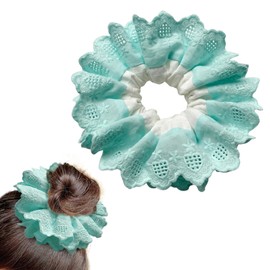 JazSwirl Oversized Scrunchies for Women, Extra Large Scrunchies for Women, Jumbo Hair Ties Scrunchies for Thick Hair, Giant Hair Scrunchies, Big Hair Scrunchies, XL XXL Scrunchie (Blue White)