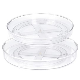 Spesh Drehbares Gewürzregal Kunststoff Gewürzhalter Organizer Drehteller-Organizer für Küche, Badezimmer,Schlafzimmer (27 * 4.3cm+23.5 * 3.6cm, Durchsichtig)