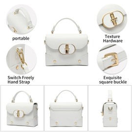 HOZYU Women's Top Handle Bags,Handbags for Women,Shoulder Bag or Crossbody Bags,Evening Bags,Recyled Genuine Leather Handbags (White)