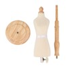 Female Mannequin Torso Dress Shape with Height-Adjustable Stand, Wooden Base,