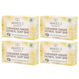 Makes 3 Organics - Organic Coriander Ginger Oatmeal Soap (4-Pack)