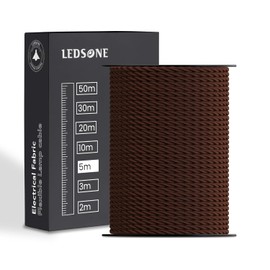 LEDSone 5 Meters Brown colour Vintage Braided Cable 2 core Antique Twisted Woven Silk Lighting Cable Flexible Fabric Wire DIY Electrical Cord 0.75mm