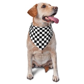 vercosee Pit Crew Dog Bandana, Checkered Flags Race Car Flag Dog Bandana Collars Triangle Neckerchief Bibs Scarf Set Accessories for Dog Lover (Grid)