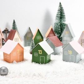 PANSIBY Advent Calendar for Filling, 24 Christmas Calendars Houses to Fill Yourself, Boxes Christmas Village Advents DIY Filling Craft Set