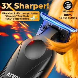ATVOXIS Zero Gap 9,000 RPM Brushless Professional T Blade Trimmer for Men: Cordless Hair/Beard Clipper Edger Liner Outliner with LED Display 300min Runtime Fast Charging Stand Travel Pouch