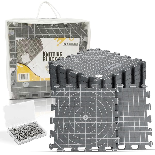POSHVIBES 9 Extra Thick Blocking Mats for Knitting & Crochet