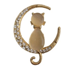 GFM® Broach Cat Rhinestone Diamond - Mother's Day, Birthday, Valentine's Day or Christmas for All Cat Lovers (BRCH-CT02), Metal