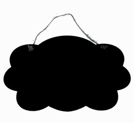 Cloud Chalkboard 27 x 21 cm Chalkboard for Hanging - Small Board for Writing on with Jute Rope - Reusable Board for Kitchen, Wedding, Café, Decoration - Chalkboard Black Plastic
