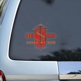 Premium Jesus Save My Life Jesus Christ Sticker, Decal for Car,Christian Gift Idea, Decals, Transparent Vinyl Sticker Window (9x9 inches)
