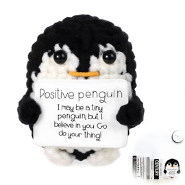 SoeUyd Positive Penguin, Positive Gifts, Positive Penguin, Cute and Creative Knitted Penguin Toys, Small Lucky Charm, Penguin Toy for Friends, Encouragement Decoration