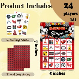 wenhihsiy Racing Bingo Game Cards for Adults, Race Car Bingo Cards Game for Family Holidays Friends Gatherings, Ideal for Racing Car Themed Party Game, 24 Players Birthday Party Supplies Favors, 016