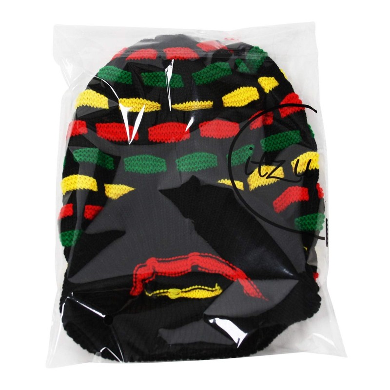 Itzu Rasta Oversized Knit Slouch Peak Beanie Cap Hat in
