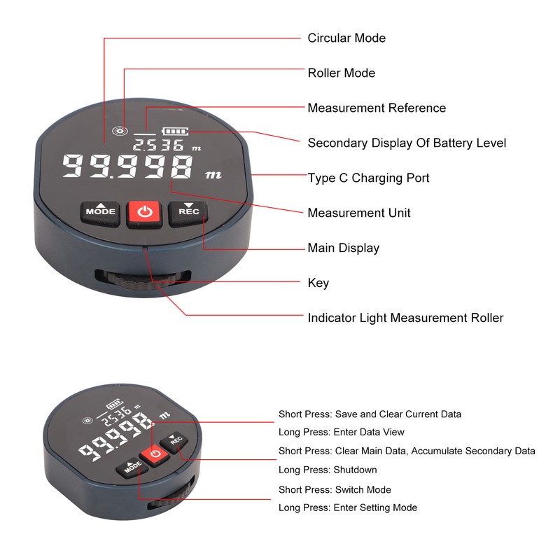 Handheld Roller Distance Meter High Accuracy Electronic Rangefinder Distance Measuring