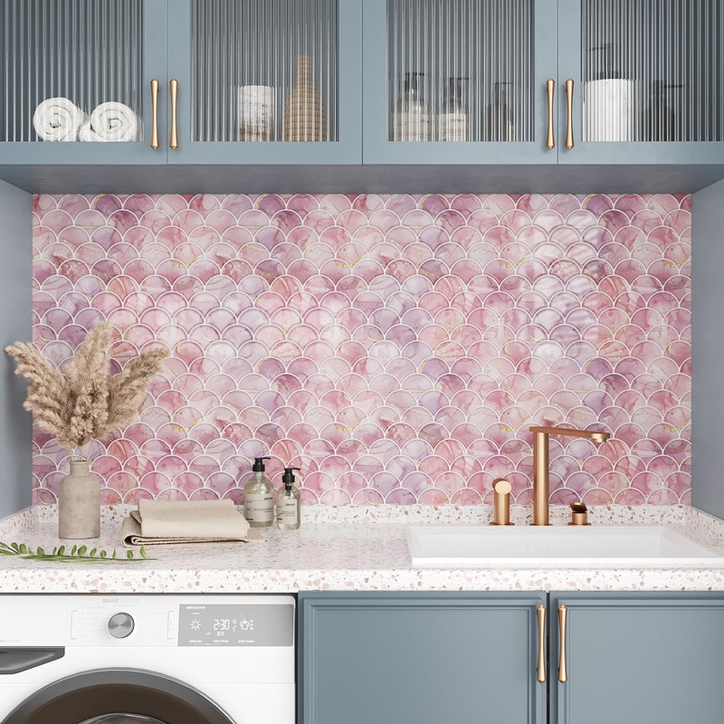 VEELIKE 12 Sheets Fish Scale Backsplash Tiles Peel and Stick