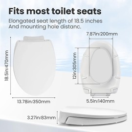 Toilet Seat Compatible with TOTO Transitional SoftClose SS114#01 Elongated Soft Close SEAT for SS237 247 SS224 SS117 SS204 SS154 SS214 Toilet Seat Replacement Parts