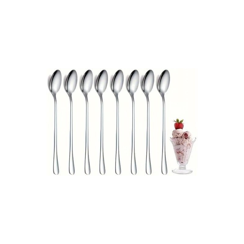 Stainless Steel Long Handle Spoons Set, Ice Cream Coffee Tea