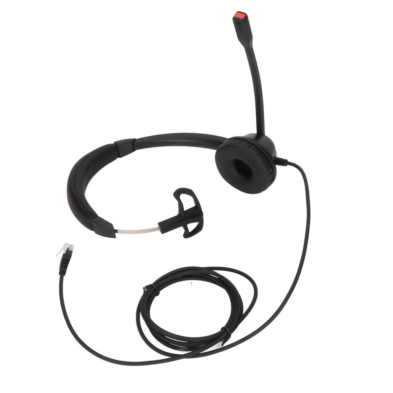 RJ9 Telephone Headset Noise Cancelling Unilateral Corded Business Headphone with