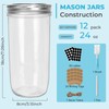 CycleMore 24oz 12 Pack Mason Glass Jars with Silver Separable
