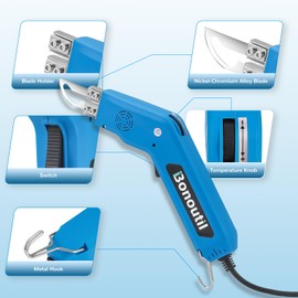 Bonoutil Hot Knife Fabric Rope Cutter 100W Styrofoam Cutter Foam Cutting 4 Blades Electric Heat Knife for Foam Cutting, Cloth, Canvas, Webbing, Rope, Cord