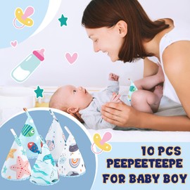 YSSPPOY 10 Pcs Coral Velvet Peepeeteepe Baby Boy with Storage Bag & Laundry Bag, Strong Water Absorption Pee Peep Teepee for Baby Boy, Reusable Pee Covers for New Parents Gift
