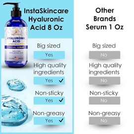 InstaSkincare Hyaluronic Acid for Skin - 100% Pure Medical Quality Strength Formula 8 Oz