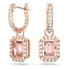 Aretes Plata Largos Oro Gema Rosa Y Diamantes Elegancia