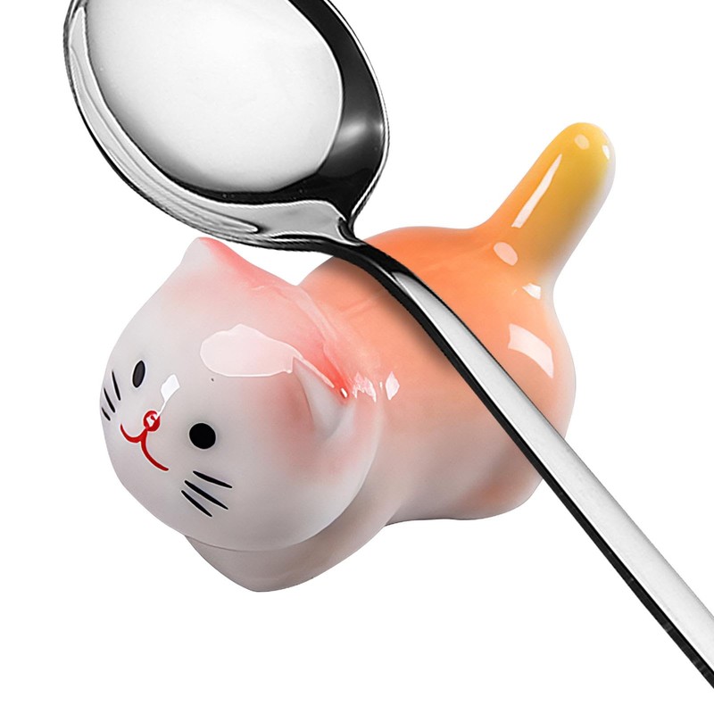 Cute Cat Chopsticks Rest | Ceramic Chopsticks Holder Desk Ornament