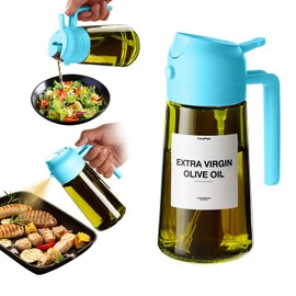 TrendPlain - Original 16oz/470ml Olive Oil Dispenser Bottle for Kitchen Gadgets and Air Fryer Accessories - Olive Oil Sprayer for Cooking w/Stickers (Light Blockage) - Sky Blue