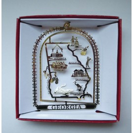 Georgia Brass Christmas ORNAMENT Souvenir Gift Atlanta Augusta Savannah Peaches Peanuts