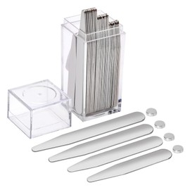 Varillas para Cuello de Camisa con Imanes, 40 Piezas 4 Tamaños*10 +10 Botones magnéticos Varillas de Acero Inoxidable Para Cuello de Camisa
