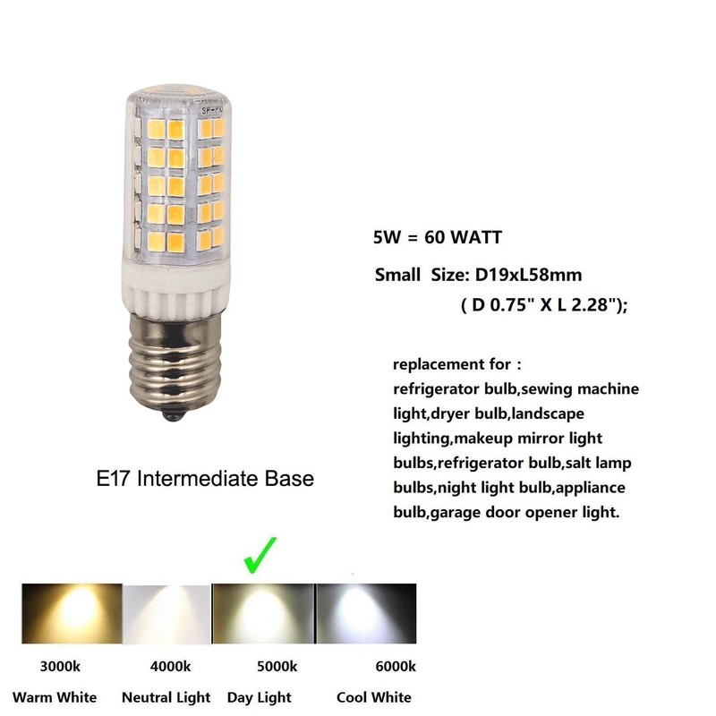 WELESHEI E17 Led Bulbs 5w Microwave Over Stove Bulb Equivalent