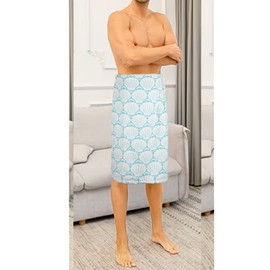 True Face Mens & Kids Towel Wrap - Soft Microfiber Shower Towel, Quick-Dry, Lightweight, Adjustable Fit, Stylish Floral & Classic Shell Design, Perfect for Gym, Spa, Beach Shell White - Mens