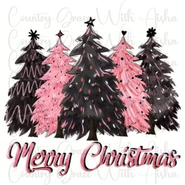 Handmade Sublimation Transfer Pink Christmas Trees Ready To Press Heat Transfer