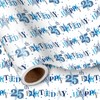 LeZakaa 25th Birthday Wrapping Paper Roll - Blue Happy 25th