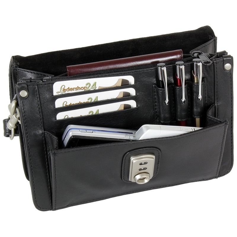 Ledershop24 Branco business men's handbag jointed man's Pocket bag black