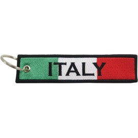 Llavero con bandera de Italia, 100% bordado, Rojo -, Universal