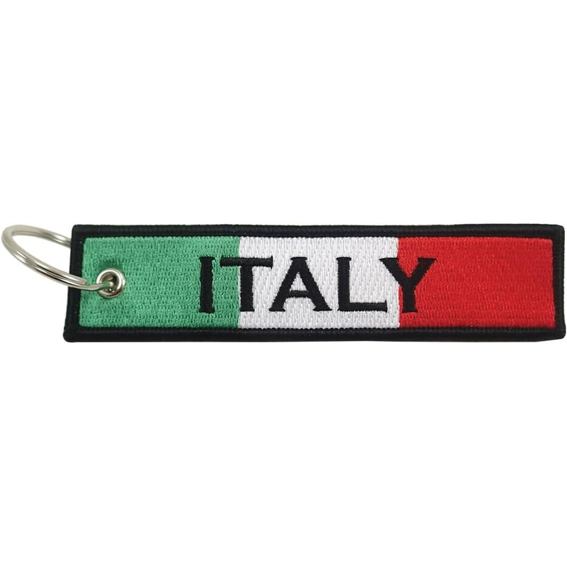 Llavero con bandera de Italia, 100% bordado, Rojo -, Universal